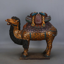 Tang Sancai gold hand-painted sculpture fat camel imitation unearthed old goods ancient porcelain antique collection Tang culture