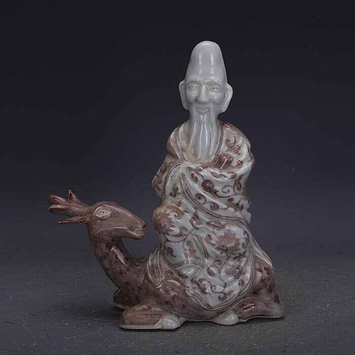Daming Xuande Glaze Red Hand Sculpture Porcelain Shouxing Buddha Statue Imitation Unearthed Old Goods Ancient Porcelain Antique Antique Collection