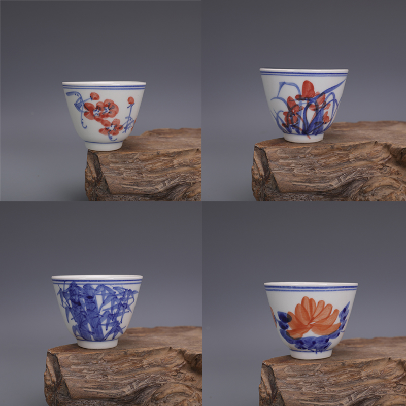 景德镇瓷器之美：青花釉里红梅兰竹菊杯的收藏与艺术价值-仿古