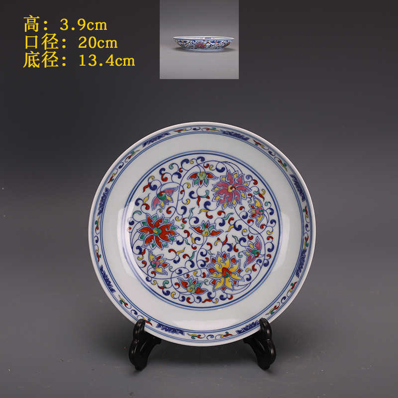 豊富な商品から 纏枝蓮花紋 青花 金閣】中国美術 盤 旧家蔵出 清 五件 φ15cm 染付