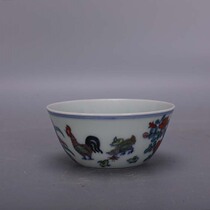Daming Chenghua handmade blue and white bucket color chicken cylinder cup unearthed official kiln old goods antique antique collection ornaments