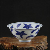 Daming Chenghua blue and white twigs Bauhinia flower pattern porcelain bowl unearthed old goods antique porcelain handmade porcelain antique collection