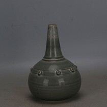 Song Dynasty Yue kiln handmade porcelain celadon nail drum nail bottle imitation unearthed old goods ancient porcelain antiques collection ornaments