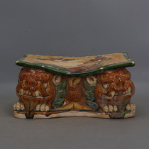 Tang Sancai hand-carved lion pillow ancient porcelain pillow old unearthed old old goods old porcelain antique collection