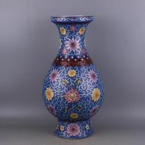 Daqing Qianlong enamel color pinching silk flower pattern pankou flower orchid bottle imitation official kiln return ancient porcelain antique collection