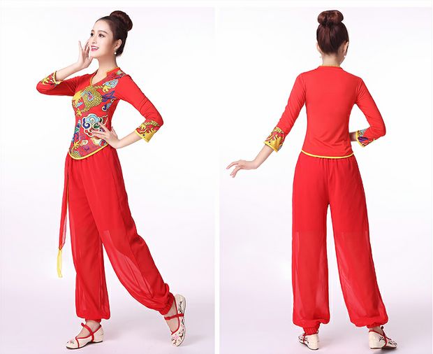 Trang phục khiêu vũ Chunying Sun Square Nữ mới mùa xuân và mùa hè Áo dài tay hàng đầu Đầm dự tiệc Quần lửng Quần lửng - Khiêu vũ / Thể dục nhịp điệu / Thể dục dụng cụ giày múa cao gót