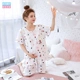 Sản phụ đồ ngủ ngắn tay hai mảnh cotton tinh khiết sau sinh quần áo giam giữ mùa hè mỏng phần tháng bảy cho con bú năm xu quần dịch vụ tại nhà 8 - Giải trí mặc / Mum mặc