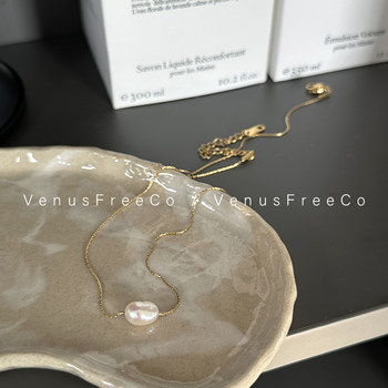 18k gold plated natural shaped pearl clavicle chain