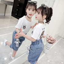 Girls  T-shirt 2021 new summer cotton short-sleeved childrens middle and large children loose casual stretch fashion Western style top