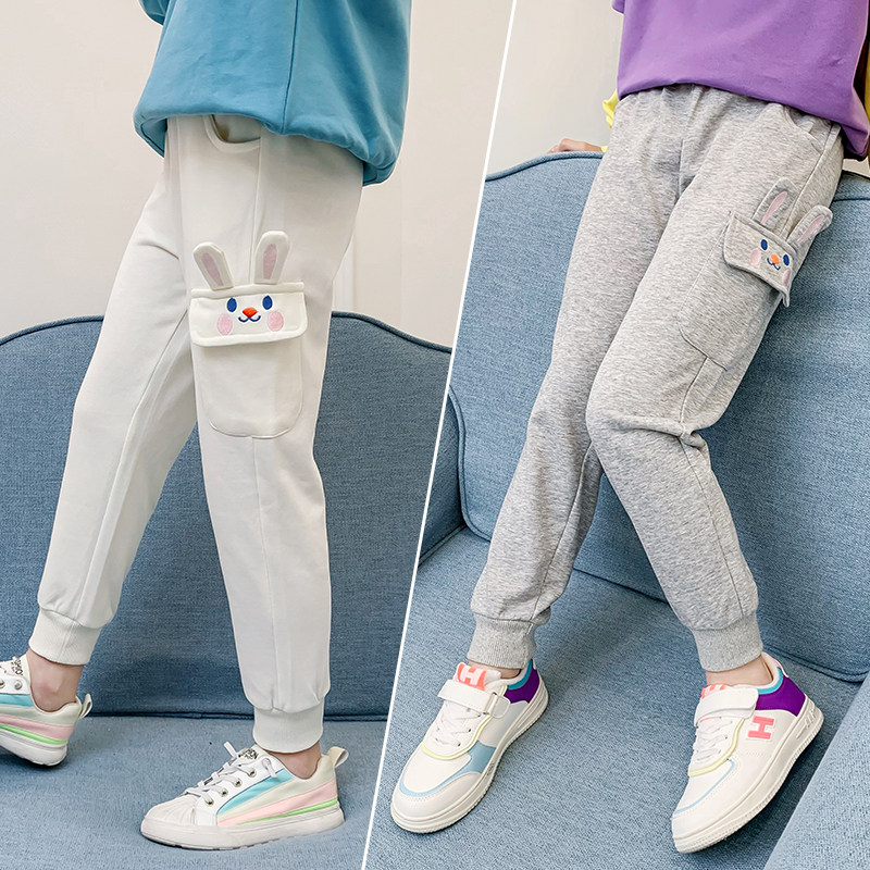 Girls ' health pants spring and autumn 2021 new children's pants spring and autumn drawstring pants Western style children's sports casual pants