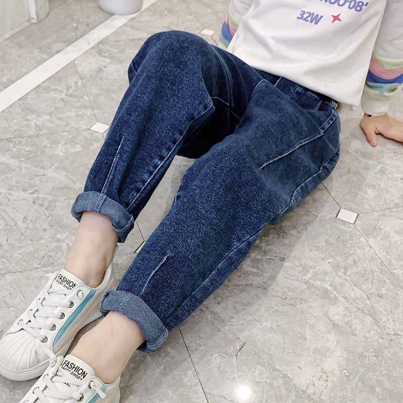 Girl Jeans Spring Dress 2022 New Children Spring Autumn Long Pants Girl Pants Outside Wearing Loose 100 Hitch Casual Pants