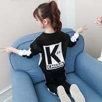 Girl set 2021 new autumn children children KK battle suit foreign style plus velvet thickened fashion two-piece suit