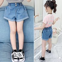 Girls denim shorts 2021 new summer clothes solid color bud pants foreign style girls wild hot pants outside wear pants tide