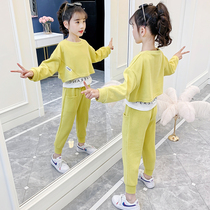 Girls suit spring and autumn 2020 new foreign style childrens casual vacation two-piece top net red sports pants two-piece set