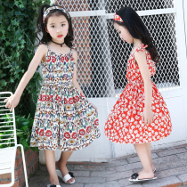 Girls  dresses 2021 new summer childrens medium and large childrens suspenders Western style fashionable fashion dance dress trend