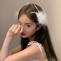 Mori Xianqi Feather hairclip Korean Personality Sweet White Hair Card Headwear Super Immortal Ancient Girl Hair Accessories