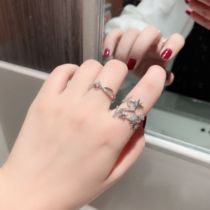 South Korea light luxury diamond star joint ring temperament Joker net personality tide person chic open index finger ring