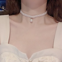 ins niche short pearl choker fairy temperament simple Net red choker neck chain necklace 2021 New