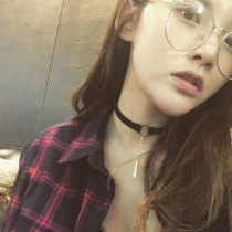 Korea Joker metal ring long strip pendant leather velvet short necklace neck chain tassel choker personality female