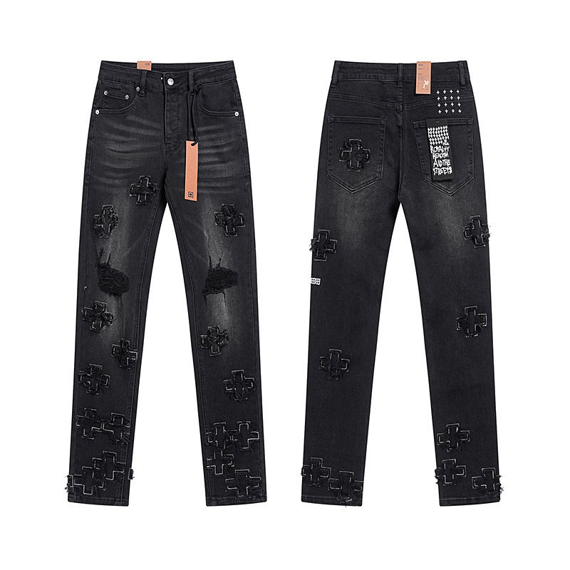 Kusbi Street Casual Style Ripped Distressed Jeans Unisex Slim Fit Skinny Pants Trendy Denim Long Pants