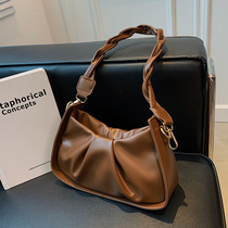 Hong Kong Chao brand small bag women's 2021 new Korean fashion Joker pleated armpit bag leather shoulder messenger bag