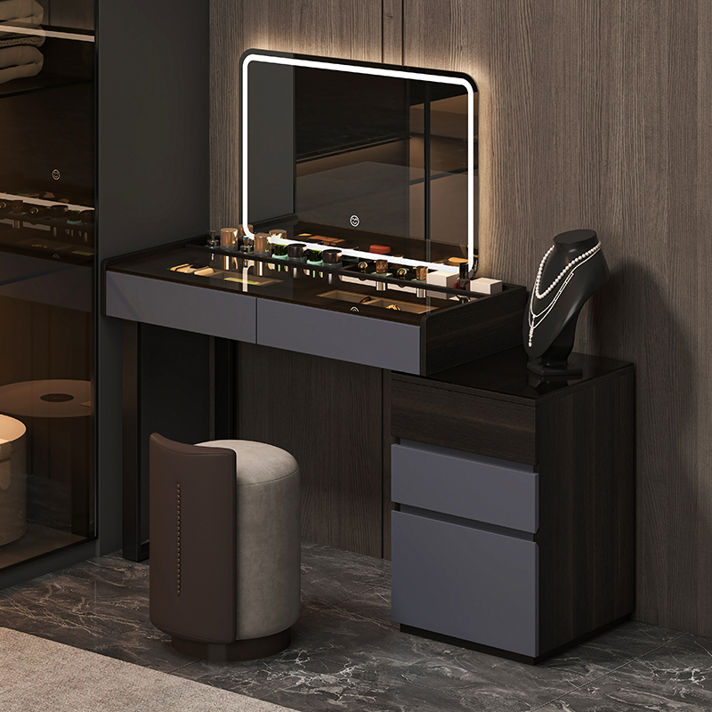 Italian-Style Retractable Dressing Table with Integrated Storage Cabinet and Mirror, Simple and Luxurious Solid Wood Dressing Table with a High-End Feel for the Bedroom Italian-Style Retractable Dressing Table with Integrated Storage Cabinet and Mirror, Simple and Luxurious Solid Wood Dressing Table with a High-End Feel for the Bedroom