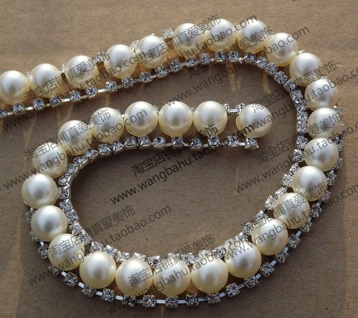 DIY hand stitched pearl decorative strip skirt clothes collar decorative rhinestone strip handmade wedding dress crystal diamond material