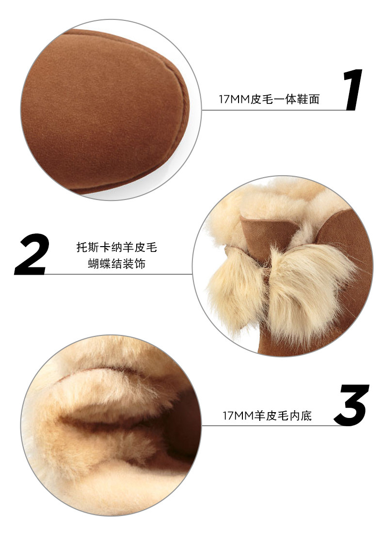小神价 美国 UGG 女士羊皮毛一体雪地靴 经典蝴蝶结短靴 图5