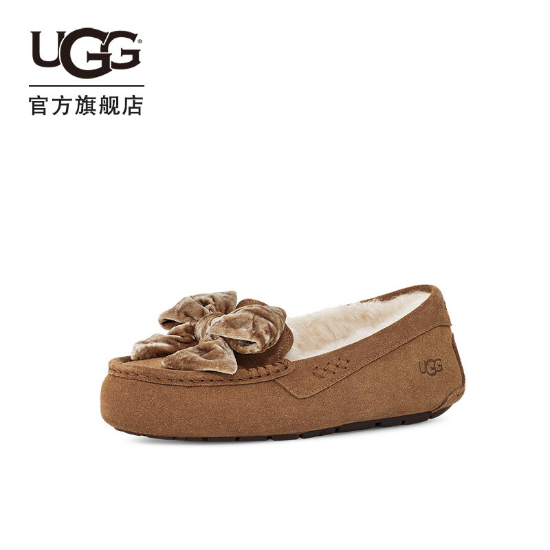 UGG2022秋冬新款丝绒蝴蝶结豆豆鞋