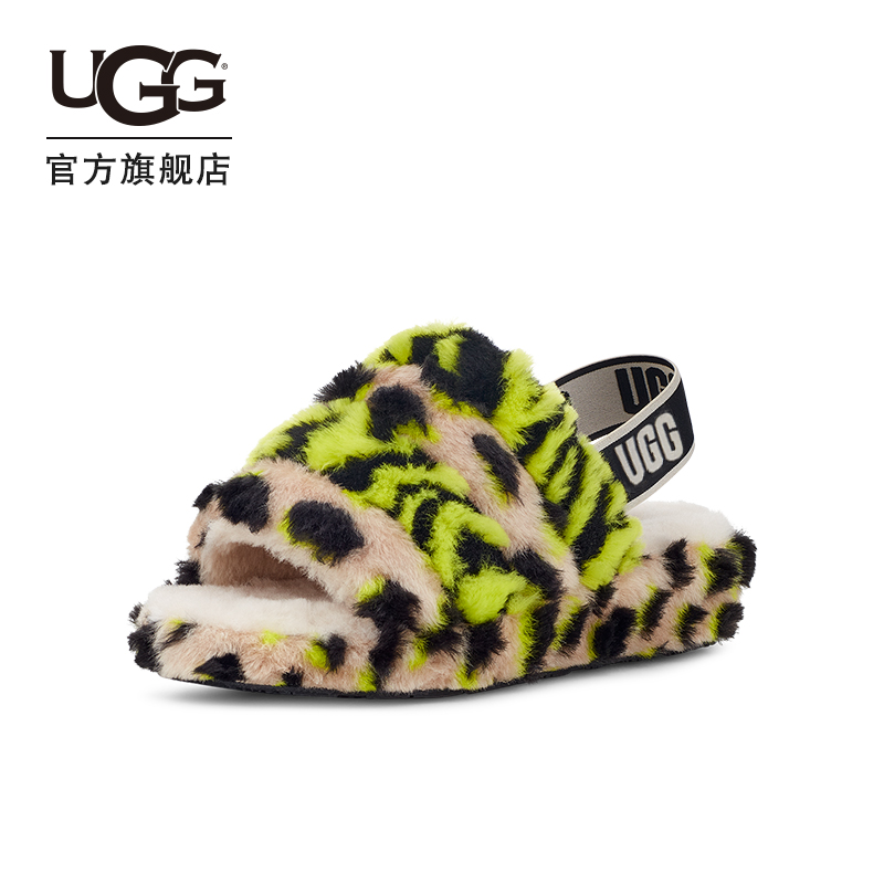 UGG2022春季新款女士凉鞋动物纹款LOGO凉拖鞋明星同款 1127073