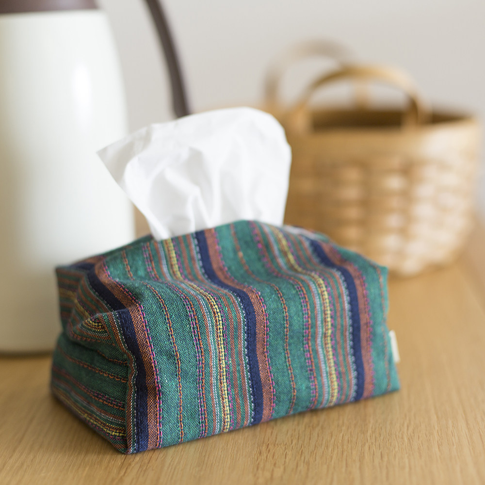 Ethnic striped paper towel sets Cotton and linen cloth art pumping paper sets Various sizes Light rice homemade