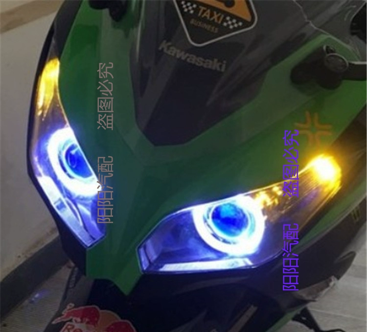 Áp dụng cho Đèn chiếu sáng phía Bắc Xe máy Lắp ráp ống kính Refit Lens Angel Eye Devil Eye Xenon Light Headlight - Đèn HID xe máy