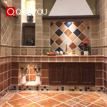 American multicolored antique brick toilet bathroom retro wall tile tile European Mediterranean kitchen Balcony floor tile