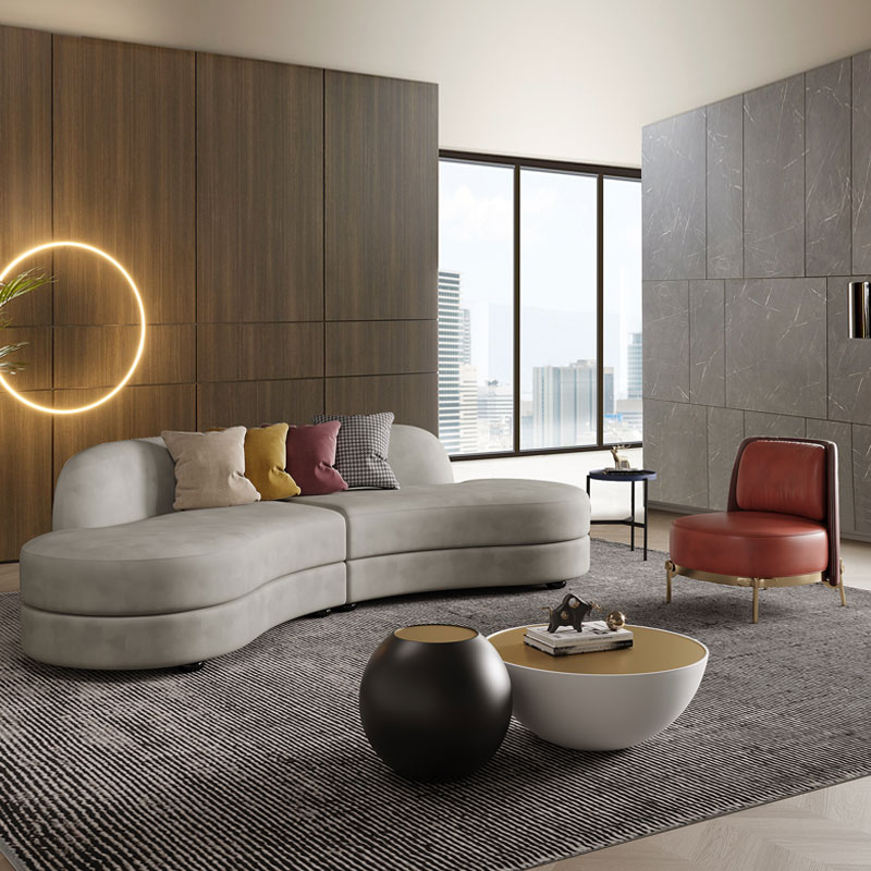 Postmodern light luxury curved sofa designer net celebrity shaped simple style technology cloth villa living room combination