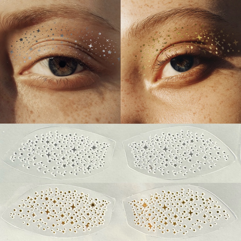 Gold and Silver Star Eye Makeup Tattoo Stickers