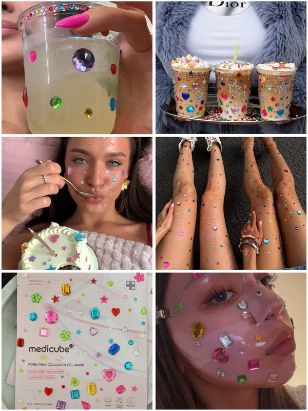 ins Colorful Diamond Stickers Gemstone Hair Styling Vintage Diamond Stickers Mixed Colors