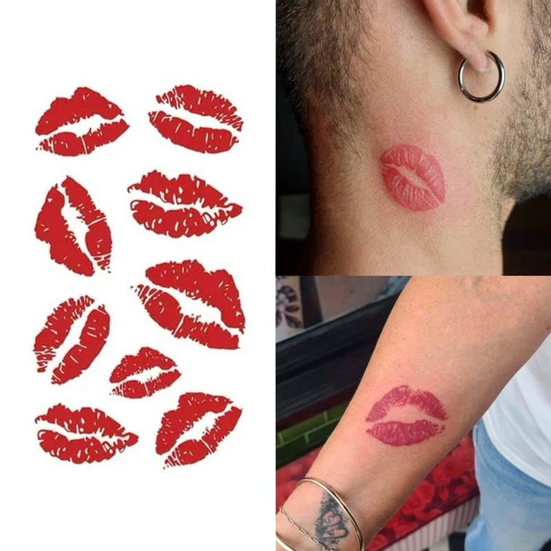 Lip Print Tattoo Stickers Valentine's Day Red Lips Waterproof Temporary Tattoo Stickers Lip Print Tattoo Stickers Valentine's Day Red Lips Waterproof Temporary Tattoo Stickers