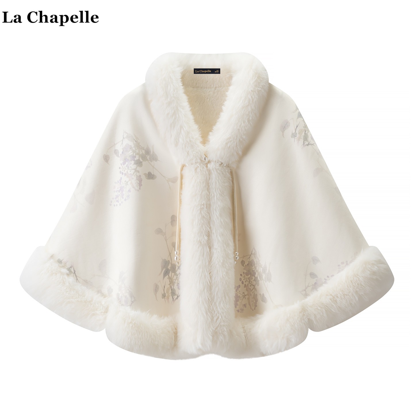 La Chapelle/Ла Шапель, новый китайский стиль, национальный стиль, плащ с принтом, женский плащ, плюс бархатный толстый меховой воротник, шаль