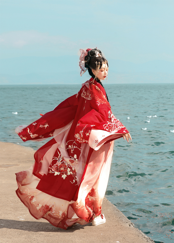 Flower Goddess—Peony Flower Goddess, a Beauty with the Fragrance of the World, Wearing a Hezi Skirt, Tang-Style Hanfu for Women, Chinese-Style Hezi Skirt, Large-Sleeved Shirt for Spring