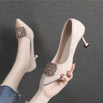 Pointed small size single shoes 31 32 33 high heels heel womens shoes 2020 new spring Middle heel size 41-43