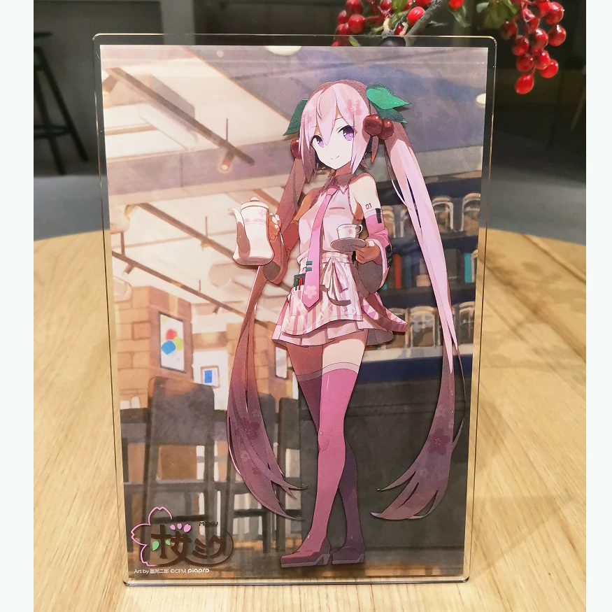 Акриловая карточка (Hatsune Miku Sakura) Vocaloid коллекционная, 6,4×5×2 см, двусторонний рисунок