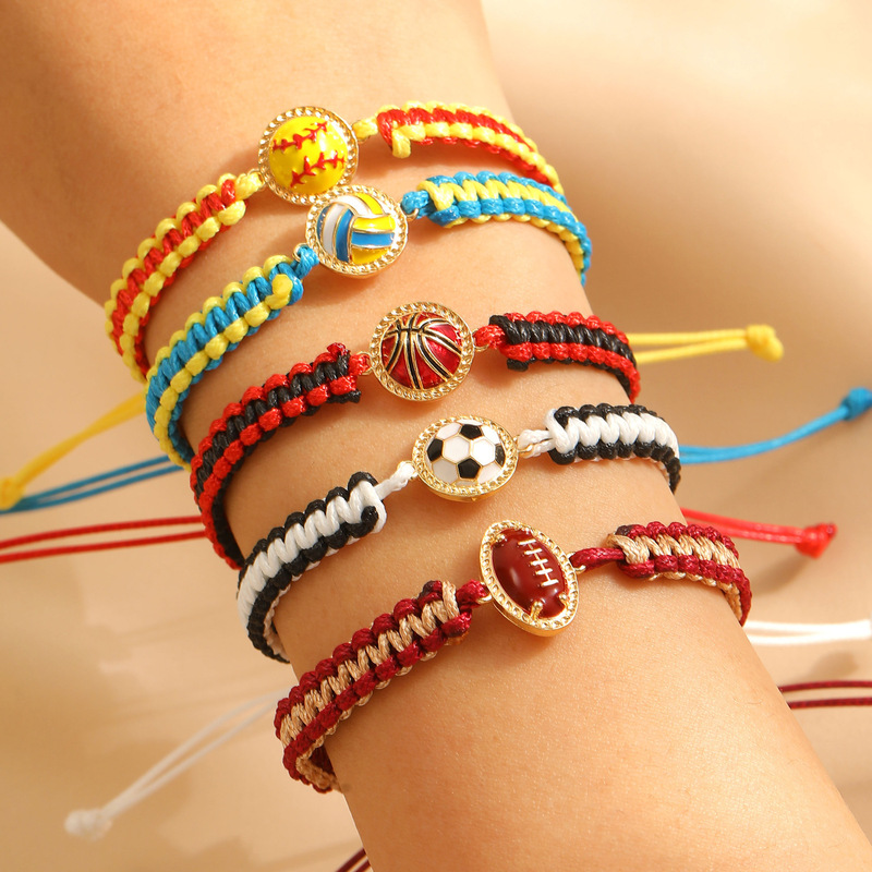 Sports-Themed Youthful and Vibrant Colorful Rope Bracelets, Football, Volleyball, Soccer, Basketball, Various Super Bowl Bracelets Sports-Themed Youthful and Vibrant Colorful Rope Bracelets, Football, Volleyball, Soccer, Basketball, Various Super Bowl Bracelets
