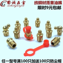 Pure copper universal filling butter nozzle m6810121416 set extended filling excavator oil Cup national standard