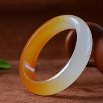 Xinjiang Gobi Jade gold silk jade bracelet sugar white jade ice jade bracelet womens jade bracelet