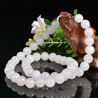 Natural A goods Xinjiang Hetian jade necklace sheep fat grade white jade bead necklace pendant pendant rope men's and women's models