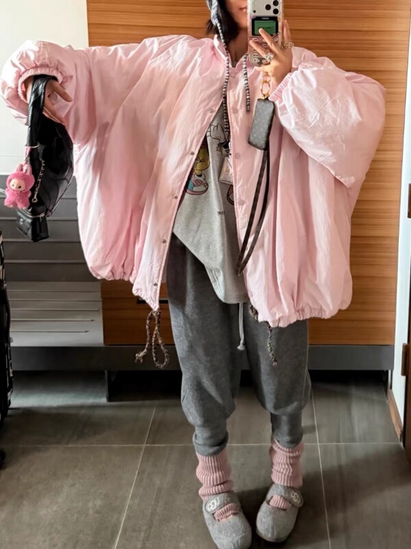 Korean Blogger's Same Style Winter Lazy Korean-Style Oversized Loose-Fitting Silhouette Oversize Jacket Cotton Coat for Women 759