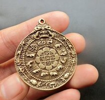Pure brass Tibetan ornaments Jiugong brand pendant Tibetan Buddha instruments pendant ornaments copper keychain hanging Chinese Zodiac Nine Palace bronze pieces