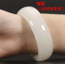 Natural Xinjiang Hetian White Jade mutton white jade bracelet with wide and thick hipster white jade bracelet jade bracelet female
