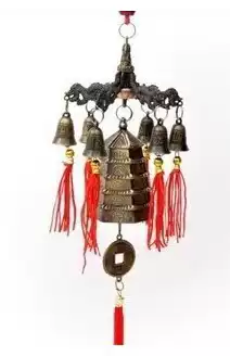 Hexagonal tower peace bell Wind bell Tower Hexagonal wind bell Huaxa Wangcai copper bell Town house to protect peace(six dragons copper bell)