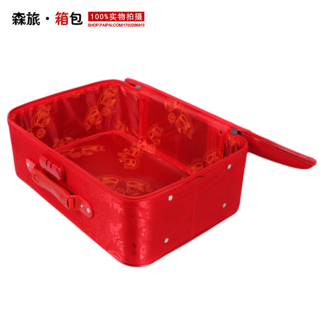 Red wedding suitcase bride dowry box pressure box wedding dowry mother and child retro portable password travel luggage